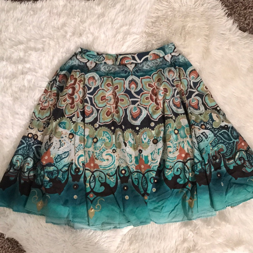 Blue Floral Print Skirt
